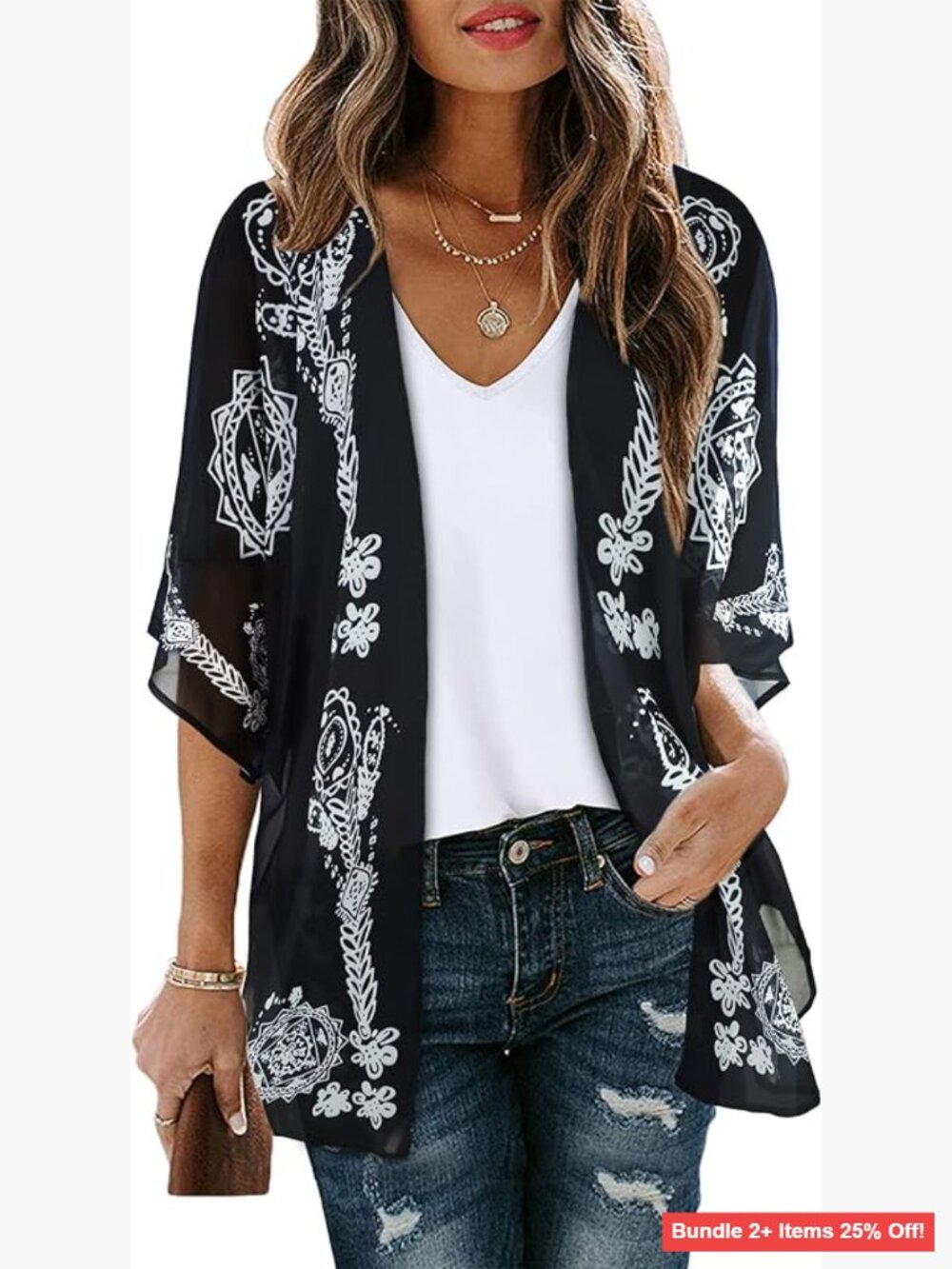 Large Floral Kimono Cardigan Chiffon Beach Coverup Sheer Swimmer Cover
